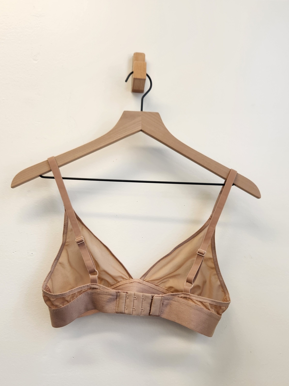 Negative Sieve Triangle Mesh Non Wire Bra Size 2 Nude Bralette Minimalist Luxe - Picture 3 of 5